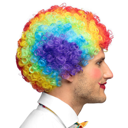 E-Carnavalskleding.nl Clownspruik Curly veelkleurig