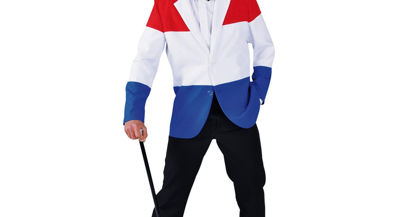 E-Carnavalskleding.nl Colbert rood wit blauw heren
