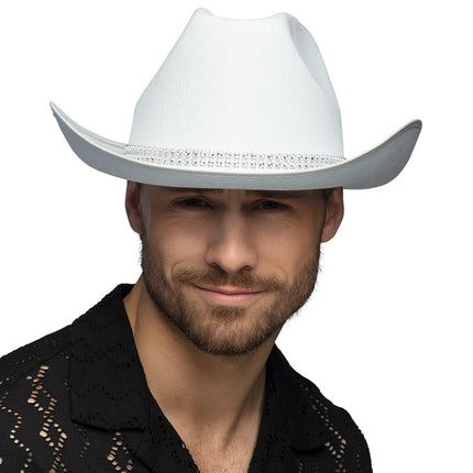 E-Carnavalskleding.nl Cowboy hoed Daisy wit
