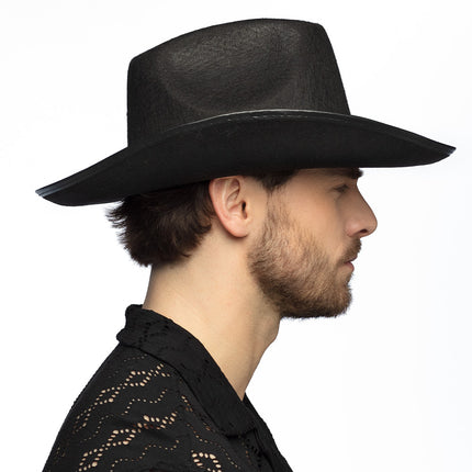 E-Carnavalskleding.nl Cowboy hoed Daisy zwart