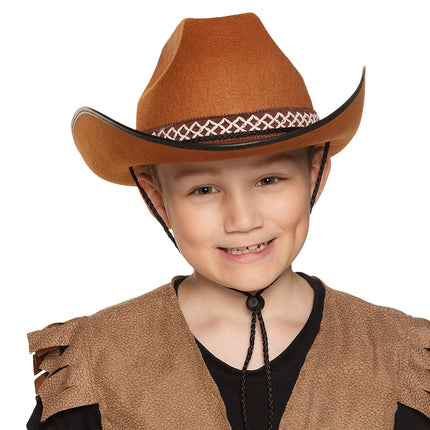 E-Carnavalskleding.nl Cowboyhoed kind bruin Chew