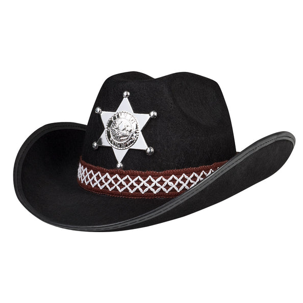 E-Carnavalskleding.nl Cowboyhoed kind Sheriff ster zwart