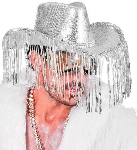 E-Carnavalskleding.nl Cowboyhoed pailletten met strass en franje Anouk