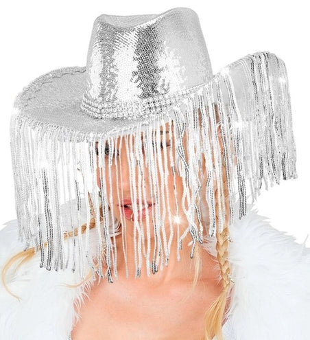 E-Carnavalskleding.nl Cowboyhoed pailletten met strass en franje Anouk