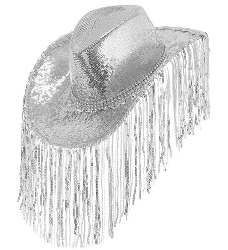 E-Carnavalskleding.nl Cowboyhoed pailletten met strass en franje Anouk