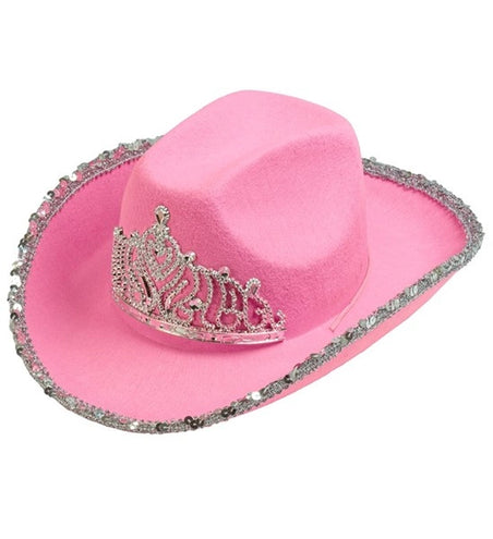 E-Carnavalskleding.nl Cowboyhoed partygirl met tiara roze haarband Siem