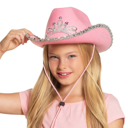 E-Carnavalskleding.nl Cowboyhoed roze kind Glimmer