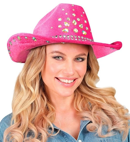 E-Carnavalskleding.nl Cowboyhoed roze met diamanten Daan