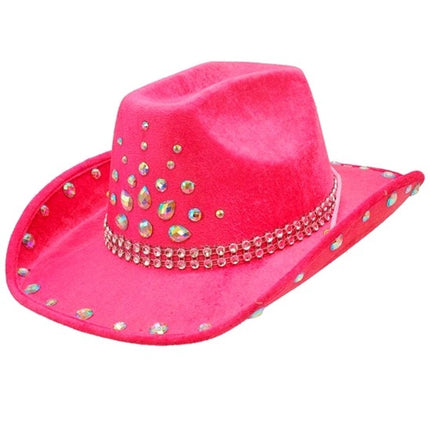 E-Carnavalskleding.nl Cowboyhoed roze met diamanten Daan