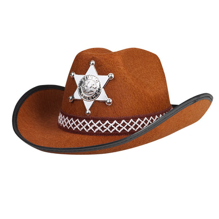 E-Carnavalskleding.nl Cowboyhoed sheriff bruin kind