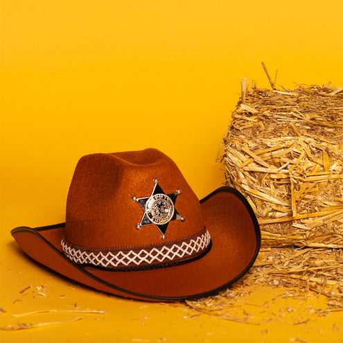 E-Carnavalskleding.nl Cowboyhoed sheriff bruin kind