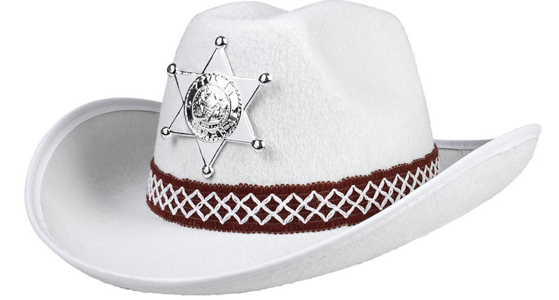 E-Carnavalskleding.nl Cowboyhoed Sheriff wit kind