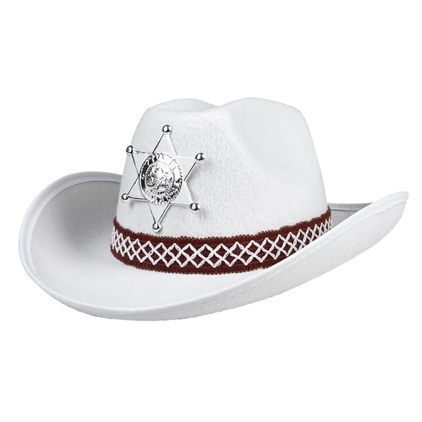 E-Carnavalskleding.nl Cowboyhoed Sheriff wit kind