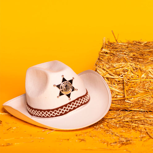 E-Carnavalskleding.nl Cowboyhoed Sheriff wit kind