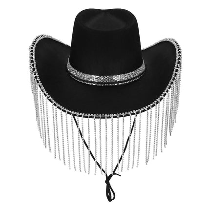 E-Carnavalskleding.nl Cowboyhoed Showgirl zwart