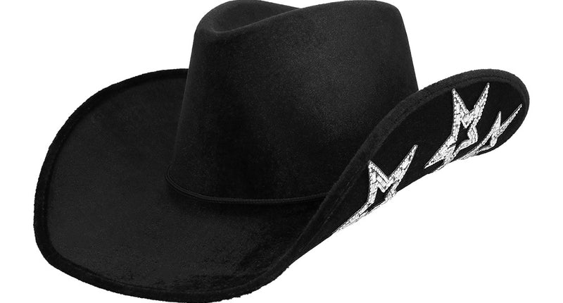 E-Carnavalskleding.nl Cowboyhoed starlight glitters zwart