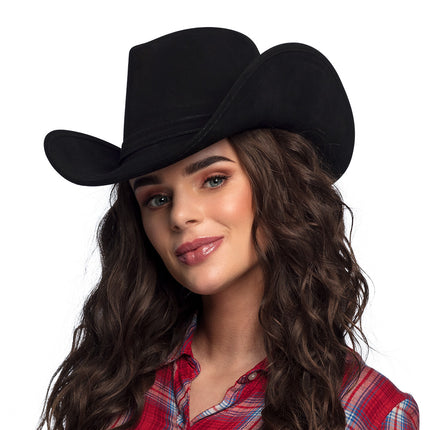 E-Carnavalskleding.nl Cowboyhoed 'suede' Wyoming zwart