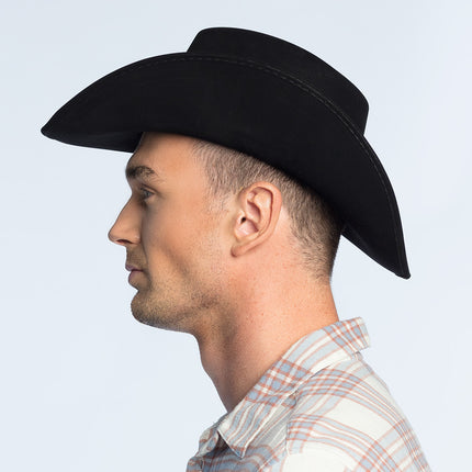 E-Carnavalskleding.nl Cowboyhoed 'suede' Wyoming zwart