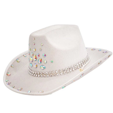 E-Carnavalskleding.nl Cowboyhoed wit met diamanten Nora