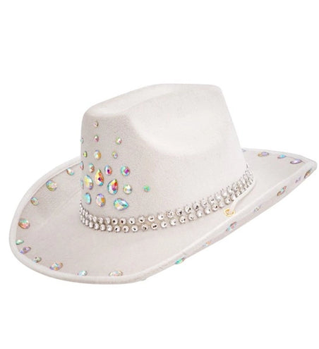 E-Carnavalskleding.nl Cowboyhoed wit met diamanten Nora