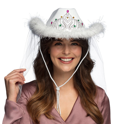 E-Carnavalskleding.nl Cowboyhoed wit Royal bride