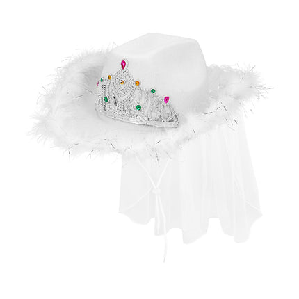 E-Carnavalskleding.nl Cowboyhoed wit Royal bride