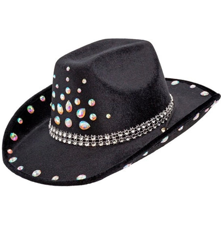 E-Carnavalskleding.nl Cowboyhoed zwart met diamanten Sem