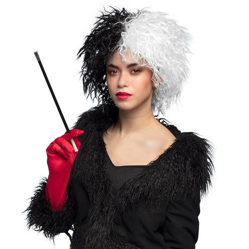 E-Carnavalskleding.nl Cruella de Vil pruik Ivy zwart wit