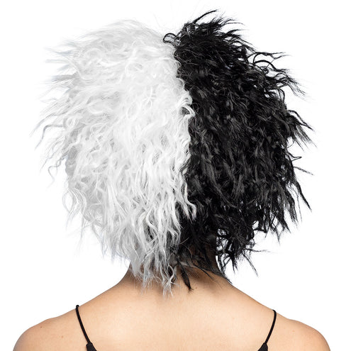 E-Carnavalskleding.nl Cruella de Vil pruik Ivy zwart wit