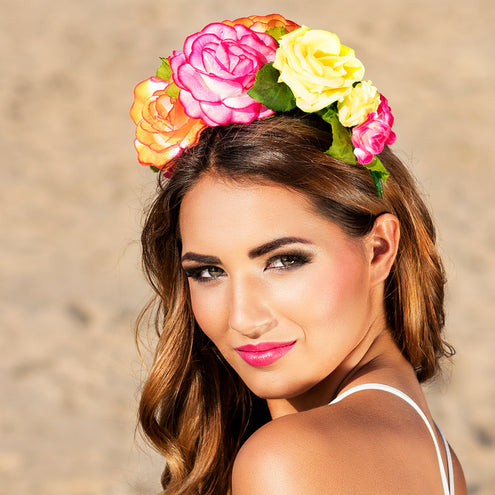 E-Carnavalskleding.nl Diadeem bloemen haarband rozen