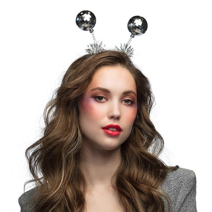 E-Carnavalskleding.nl Diadeem Discoballen zilver