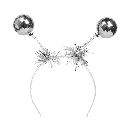 E-Carnavalskleding.nl Diadeem Discoballen zilver