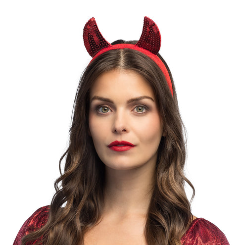 E-Carnavalskleding.nl Diadeem duivelhoorntjes pailletten promo