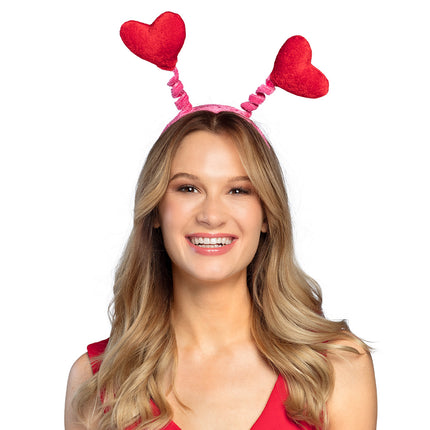 E-Carnavalskleding.nl Diadeem hartjes haarband rood