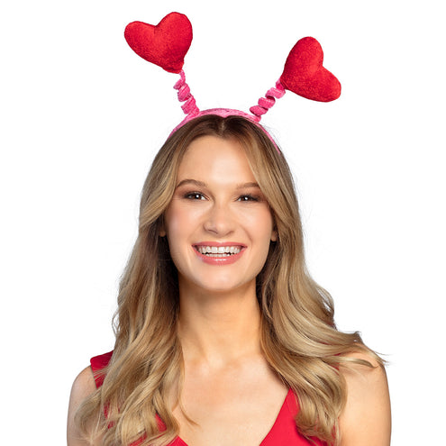 E-Carnavalskleding.nl Diadeem hartjes haarband rood