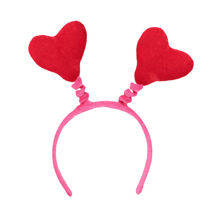E-Carnavalskleding.nl Diadeem hartjes haarband rood