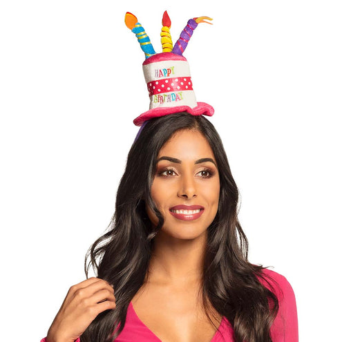 E-Carnavalskleding.nl Diadeem taart 'HAPPY BIRTHDAY'