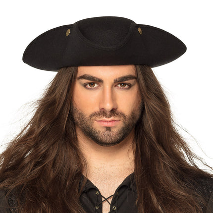 E-Carnavalskleding.nl Driesteek bruin hoed Admiraal William tricorn