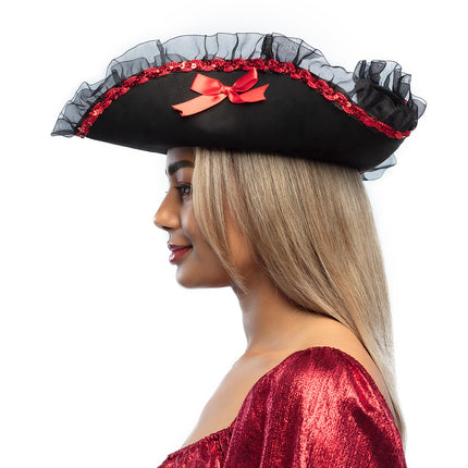 E-Carnavalskleding.nl Driesteek hoed Admiraal Rachel piraat