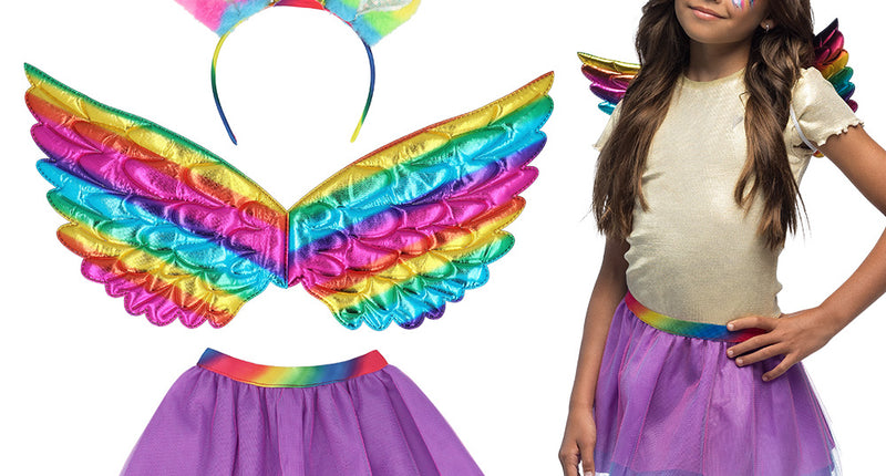 E-Carnavalskleding.nl Eenhoorn verkleed set regenboog kind