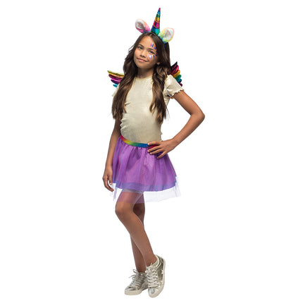 E-Carnavalskleding.nl Eenhoorn verkleed set regenboog kind