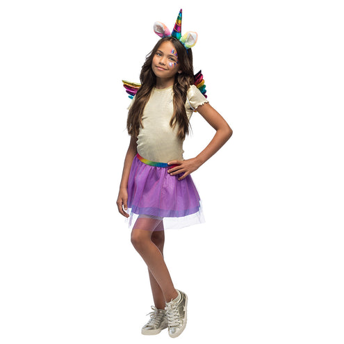E-Carnavalskleding.nl Eenhoorn verkleed set regenboog kind