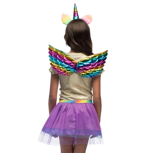 E-Carnavalskleding.nl Eenhoorn verkleed set regenboog kind