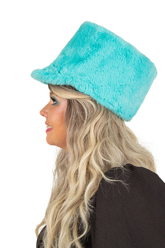 E-Carnavalskleding.nl Fanfarehoed pluche blauw / turquoise