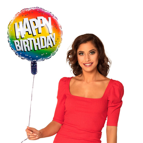 E-Carnavalskleding.nl Folieballon Rainbow 'Happy birthday'