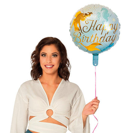 E-Carnavalskleding.nl Folieballon Zeemeermin 'Happy birthday'