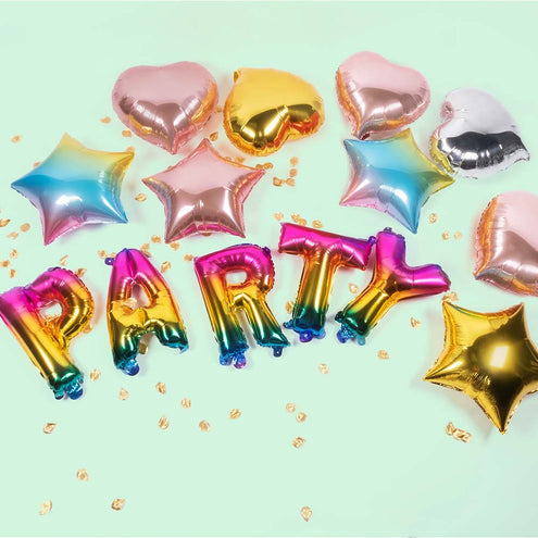 E-Carnavalskleding.nl Folieballonslinger 'Party' regenboog