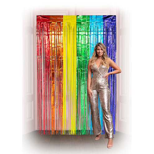 E-Carnavalskleding.nl Foliegordijn Metallic regenboog