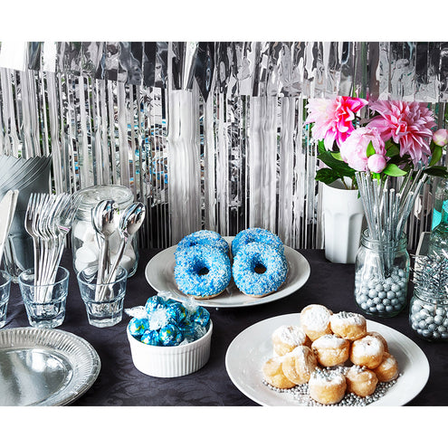 E-Carnavalskleding.nl Foliegordijn Metallic zilver