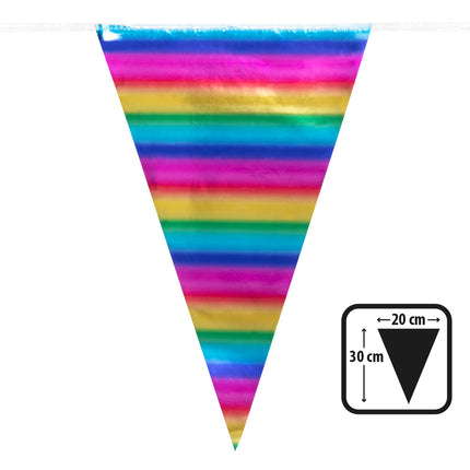 E-Carnavalskleding.nl Folievlaggenlijn Metallic regenboog